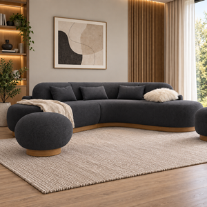 Lorenzo 4 Seater Corner Sofa Velvet Fabric - L245cm x W255cm x H88cm