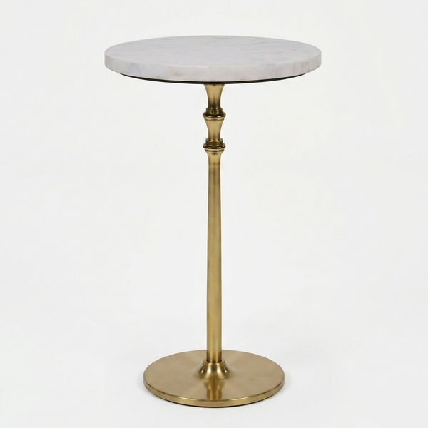 Luna Side Table with Marble Top - Gold