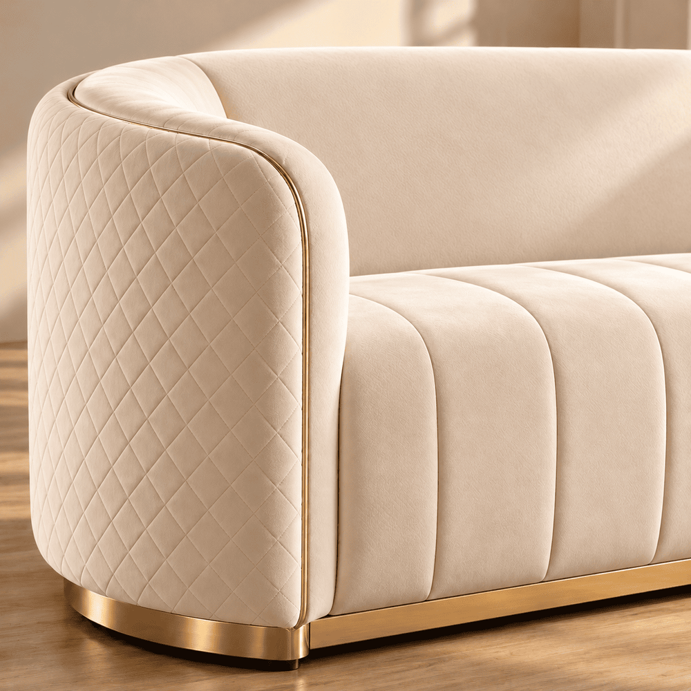 Fiona 3 Seater Velvet Sofa - L247cm x W94cm x H81cm