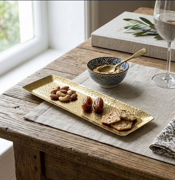 Relish Rectangular Metal Platter, Medium - Gold