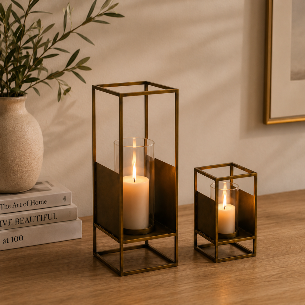 Josie Metal Lanterns, Set of 2 (M + S) - Brown