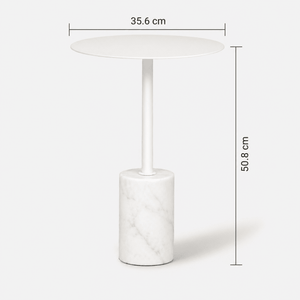 Terry Side Table With Marble Base - White