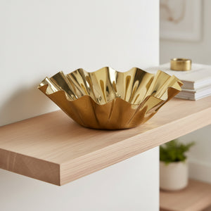Quill Metal Decorative Bowl, Small - Gold