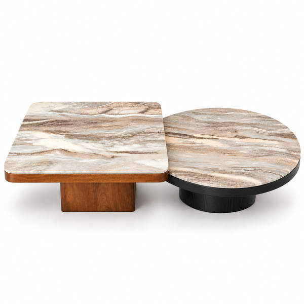 Rio & Miyo Coffee Table Set - Torento Marble Top