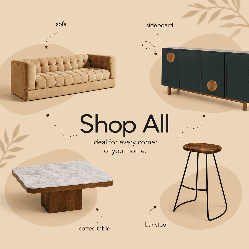 Shop All Furniture & Home Décor at Homelves UAE – Explore Premium Sofas, Sideboards, Marble Coffee Tables & Bar Stools for Every Corner of Your Home.