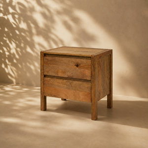 Stark 2 Drawer Wooden Nightstand - Natural