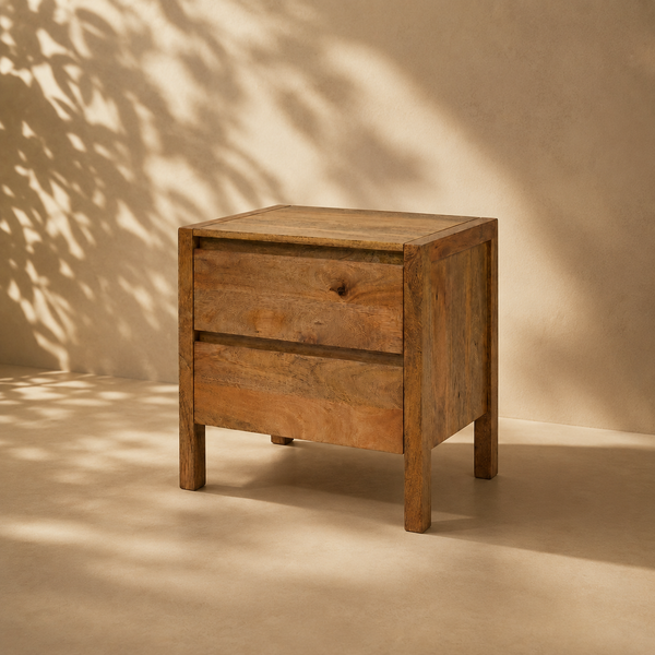 Stark 2 Drawer Wooden Nightstand - Natural