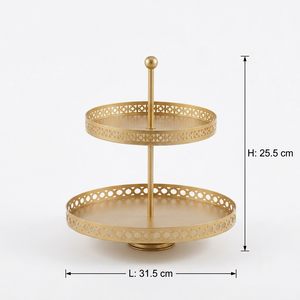 Nish 2-Tier Round Cake Stand - Gold