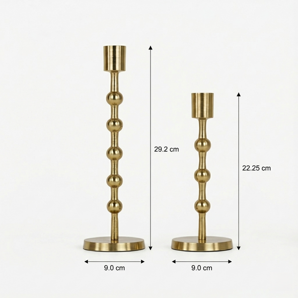 Nodes Metal Candle Holders, Set of 2 - Gold