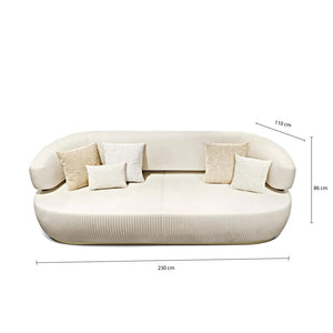 Nova 3-Seater Velvet Sofa in  â€“ Luxurious Comfort, L230cm x W110cm x H86cm - Cotton Home