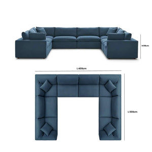 Novara 8-Seater Modular Fabric Sofa Symmetrical Design, Wide & Spacious, Ash Upholstery, 400cm x 300cm x 89cm