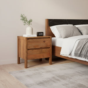 Stark 2 Drawer Wooden Nightstand - Natural