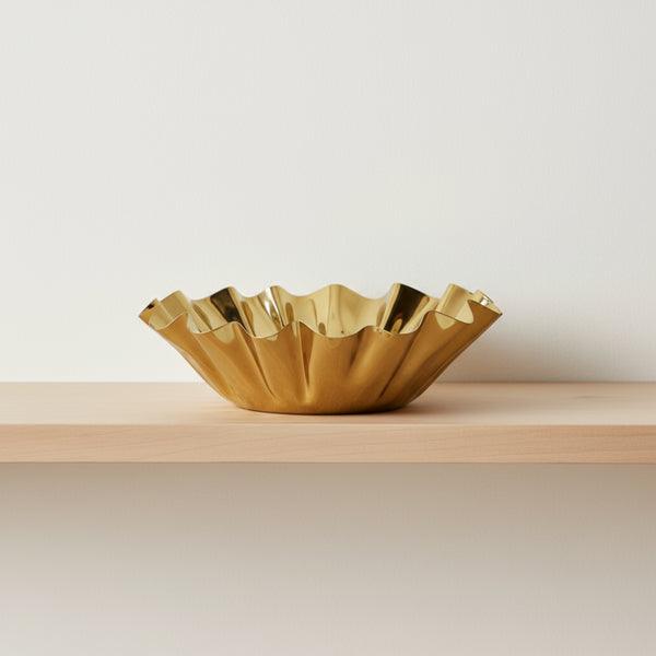 Quill Metal Decorative Bowl, Small - Gold