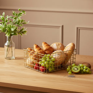 Syro Metal Storage Basket, Set Of 2 - Gold