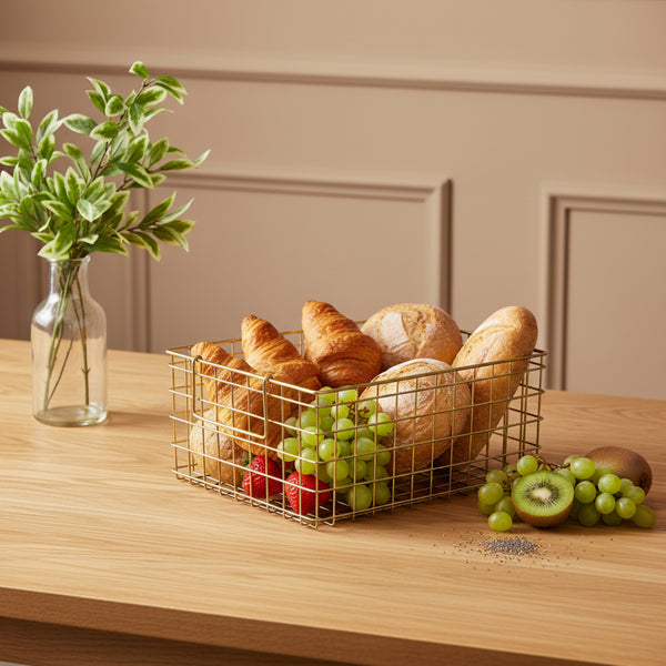 Syro Metal Storage Basket, Set Of 2 - Gold