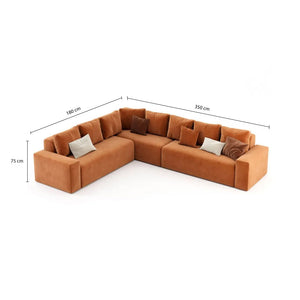 Harmony Haven 4 Seater Sofa in Luxurious Brown Velvet â€“ L350cm x W180cm x H75cm Stylish, Comfortable, and Durable Sofa for Elegant Living Spaces - Cotton Home
