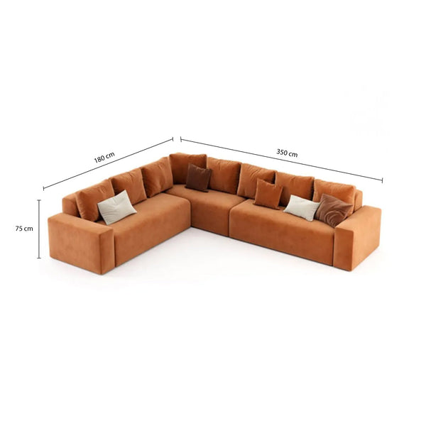 Harmony Haven 4 Seater Sofa in Luxurious Brown Velvet â€“ L350cm x W180cm x H75cm Stylish, Comfortable, and Durable Sofa for Elegant Living Spaces - Cotton Home