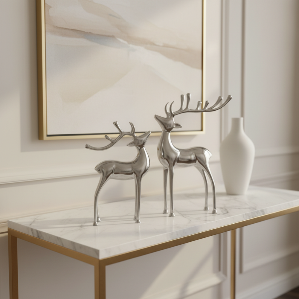Vixen Metal Decorative Accent Reindeer Set - Silver