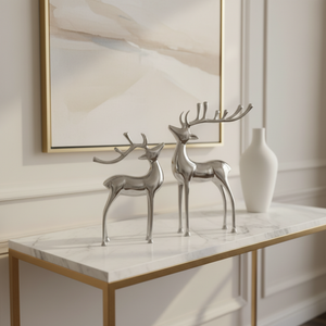 Vixen Metal Decorative Accent Reindeer Set - Silver