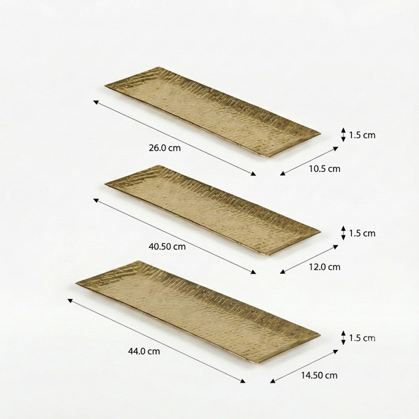 Relish Rectangular Metal Platter, Set Of 3 - Gold