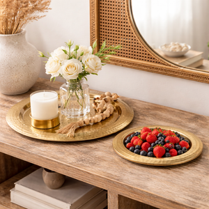 Glint Hammered Metal Platter, Set of 2