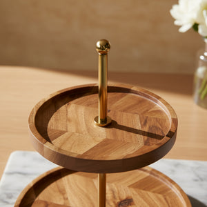 Nosh 2-Tier Wooden Cake Stand - Natural