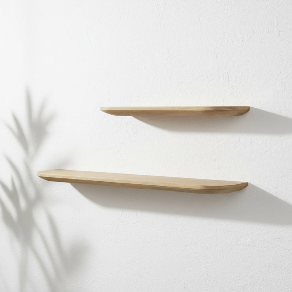 Naza Wooden Wall Shelf, Set Of 2 - White Washed