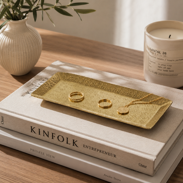 Relish Rectangular Metal Platter, Small - Gold