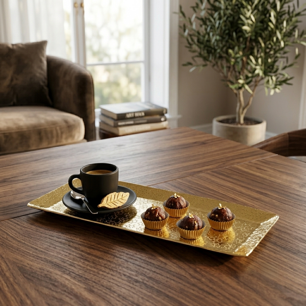 Relish Rectangular Metal Platter, Small - Gold