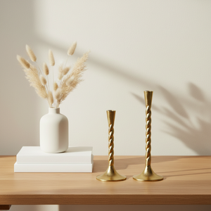 Loor Metal Candle Holder, Set Of 2 - Gold