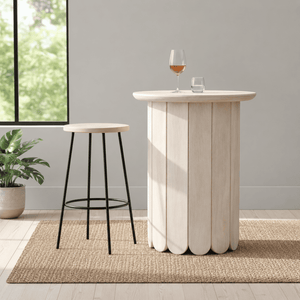 Olan Scallop Side Table, Large - Whitewash