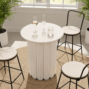 Olan Scallop Side Table, Large - Whitewash