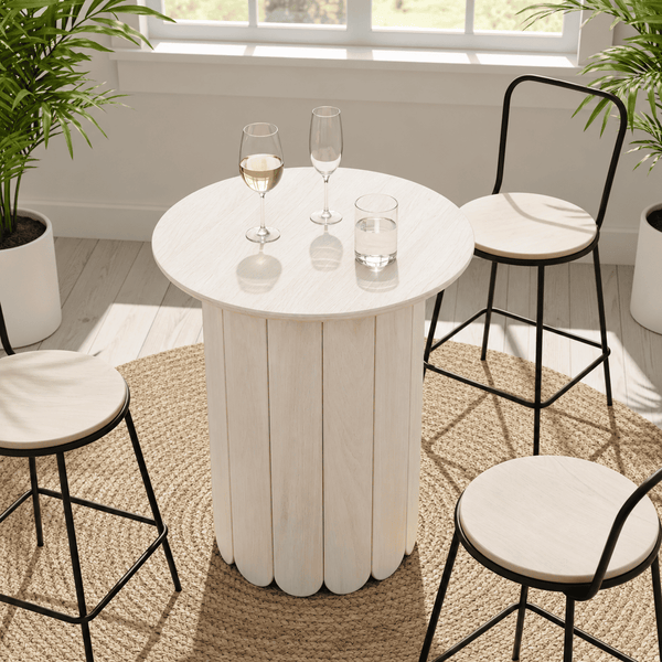 Olan Scallop Side Table, Large - Whitewash