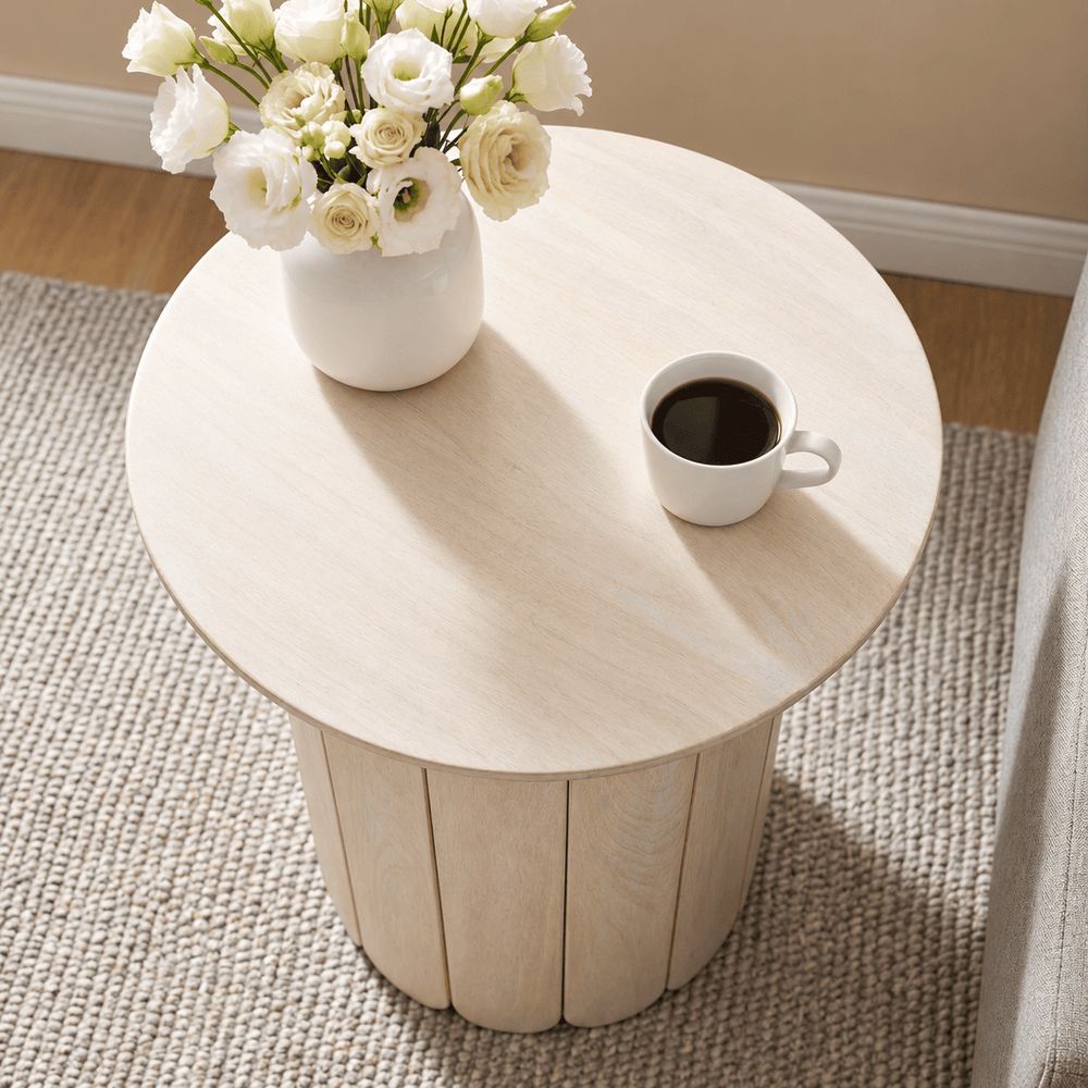 Olan Scallop Side Table - Whitewash