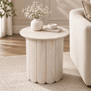 Olan Scallop Side Table - Whitewash