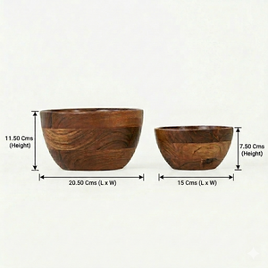 Scoop Wooden Serving Bowl, Set Of 2 - Natural