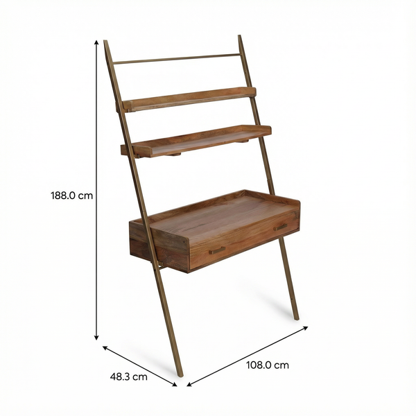 Array Ladder Desk With EPL Finish - Natural & Gold