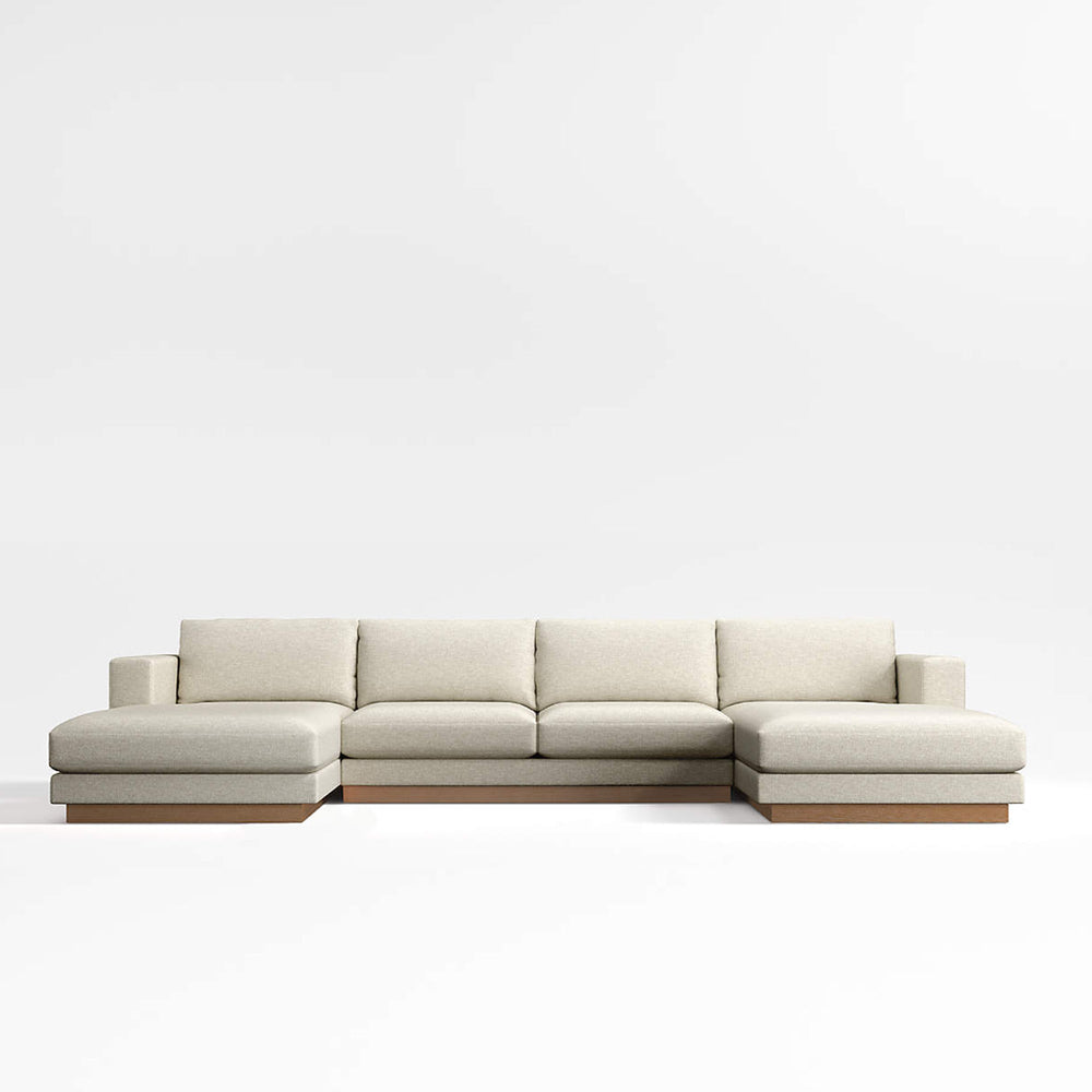 Tidal Double Chaise Fabric Sectional Sofa Luxury Seating by Cotton Home
