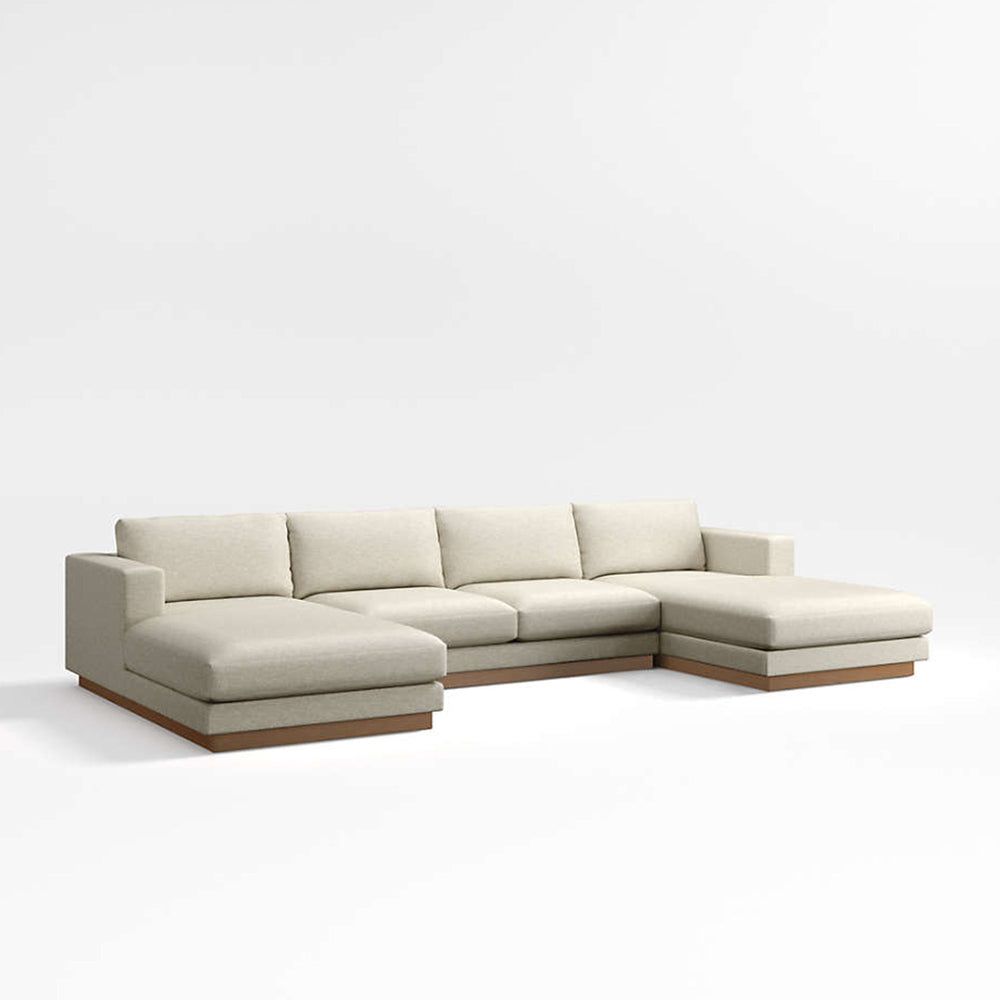Tidal Double Chaise Fabric Sectional Sofa Luxury Seating by Cotton Home