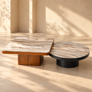 Rio & Miyo Coffee Table Set - Torento Marble Top