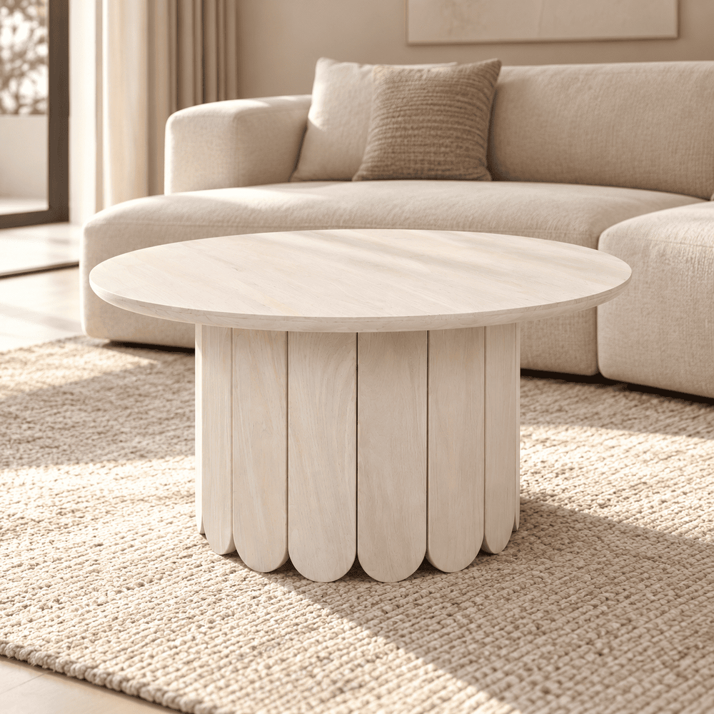 Olan Scallop Coffee Table - Whitewash