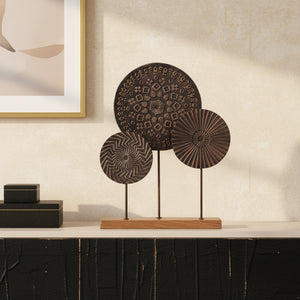 Aurel Metal Sculpture With Wooden Base - Brown