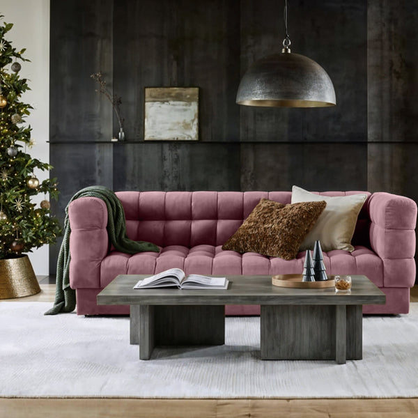 Sunny Velvet 3-Seater Tufted Sofa - 239cm Luxurious Comfort & Style - Cotton Home