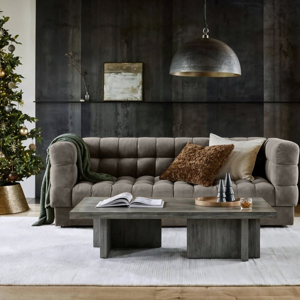 Sunny Velvet 3-Seater Tufted Sofa - 239cm Luxurious Comfort & Style - Cotton Home