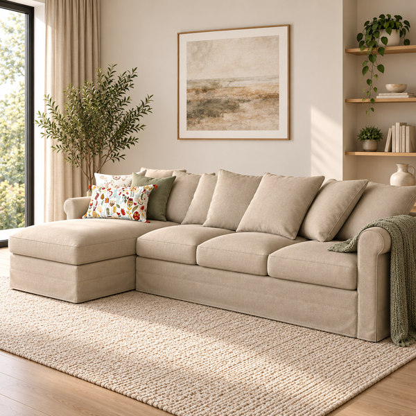 Urbanite 4 Seater Chaise Longue Fabric Sofa L126cm x W328cm x H104cm