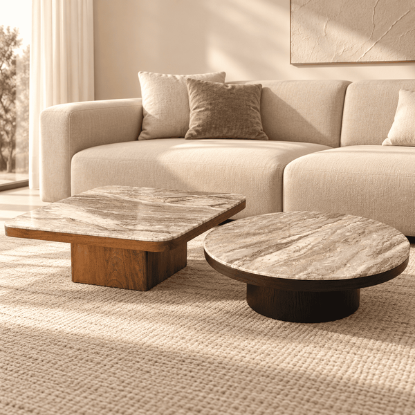 Rio & Miyo Coffee Table Set - Torento Marble Top