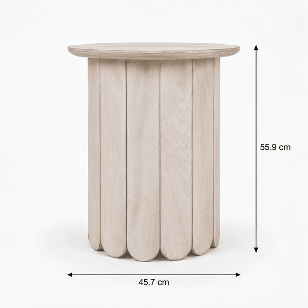 Olan Scallop Side Table - Whitewash