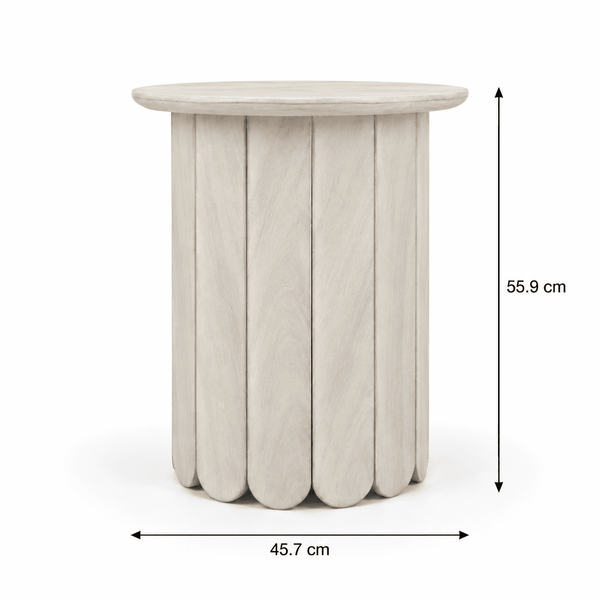 Olan Scallop Side Table - Whitewash