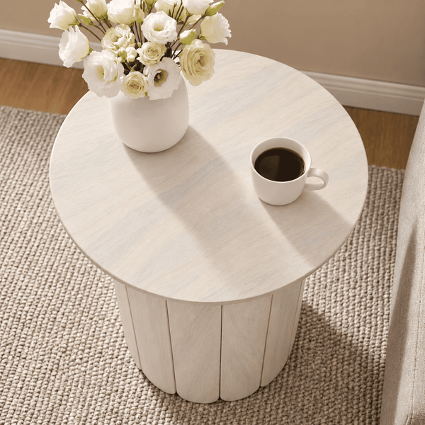 Olan Scallop Side Table - Whitewash