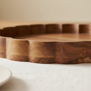 Scallop Wooden Platter, Natural